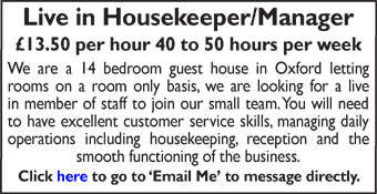 Live In Housekeeper/Manager required for 14 bedroom guest house