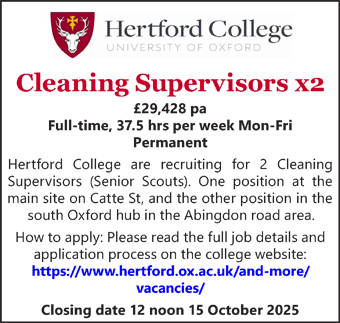 Hertford College seeks Cleaners