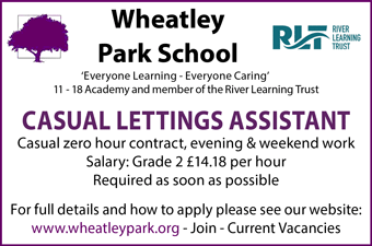 Wheatley Park School seeks Casual Lettings Assistant for zero hour contract, evening & weekend work