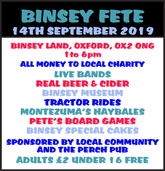 Binsey Fete: 14th September 2019, 1 to 6pm