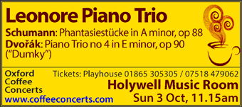 Coffee Concerts: Leonore Piano Trio, Holywell Music Room, Sunday 3rd October