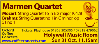 Coffee Concerts: Marmen Quartet, Holywell Music Room, Sunday 31st October