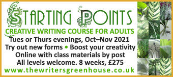 Starting Points course from The Writers' Greenhouse - lively online creative writing for adults, evenings in October/November
