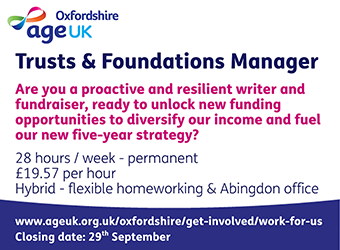 Age UK Oxfordshire seeks Trusts and Foundations Manager 