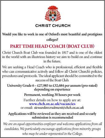 Christ Church, Oxford seek Part time Hall Assistants