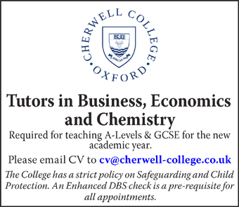 College in Oxford city centre is looking for Tutors in Business, Economics and Chemistry