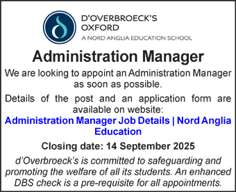 D'Overbroeck's seek an Administration Manager
