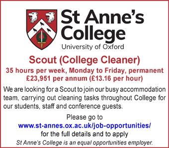 St Anneâ€™s College Oxford seeks Scout (College Cleaner)