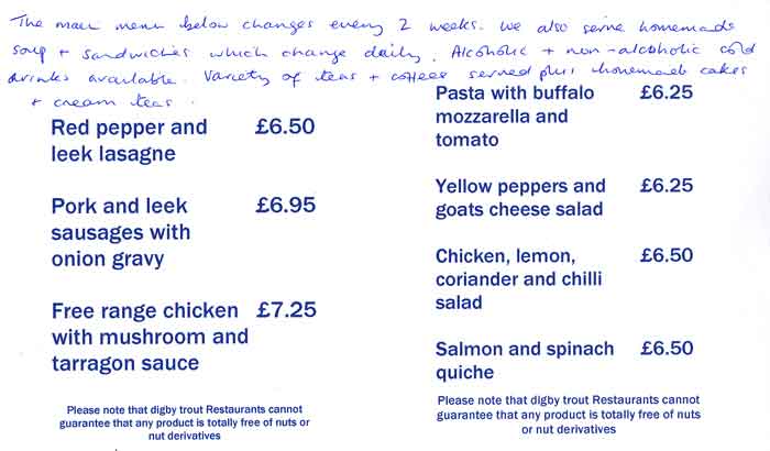 ashmolean dining room lunch menu