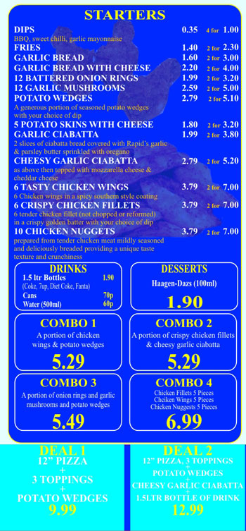 picture of Pizza Rapid menu, page 3