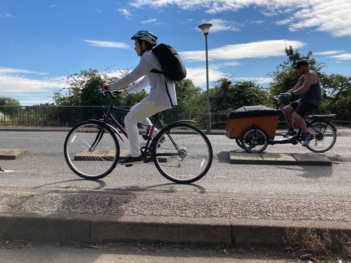 Cyclists on Donnington Bridge