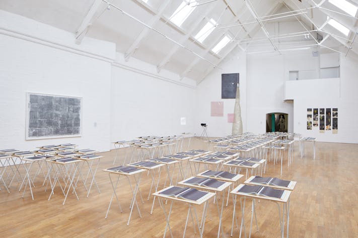 The main gallery space shows more conceptual art