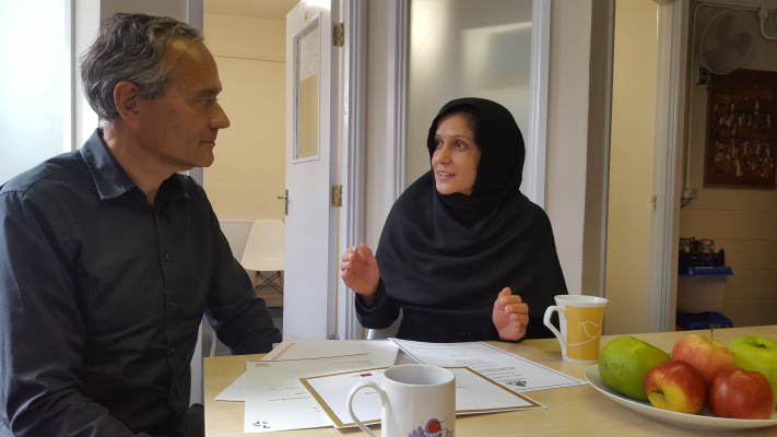 Ghazala and Angus, during an Employment Advice session, September 2019 